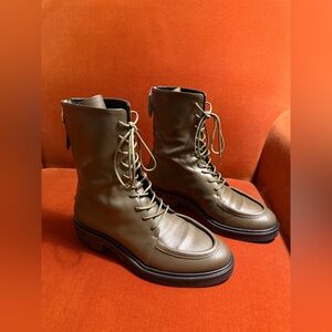 Aeyde Green Isa Lace-Up Ankle Boots